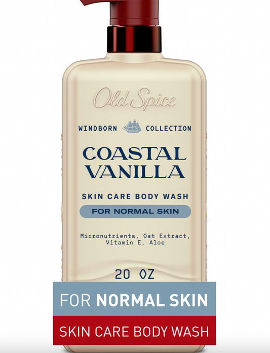 PREORDEN -Old Spice Windborn Collection Men 's Body Wash for Normal Skin - Coastal Vanilla Scent - 20 fl oz - 2 A 4 SEMANAS EN LLEGAR