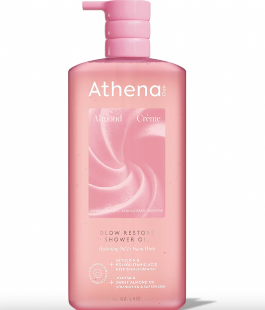 PREORDEN -Athena Club Glow Restore Shower Oil - Almond Creme - 18 fl oz - 2 A 4 SEMANAS EN LLEGAR