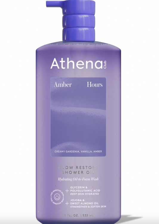 PREORDEN -Athena Club Glow Restore Shower Oil - Amber Hours - 18 fl oz- 2 A 4 SEMANAS EN LLEGAR