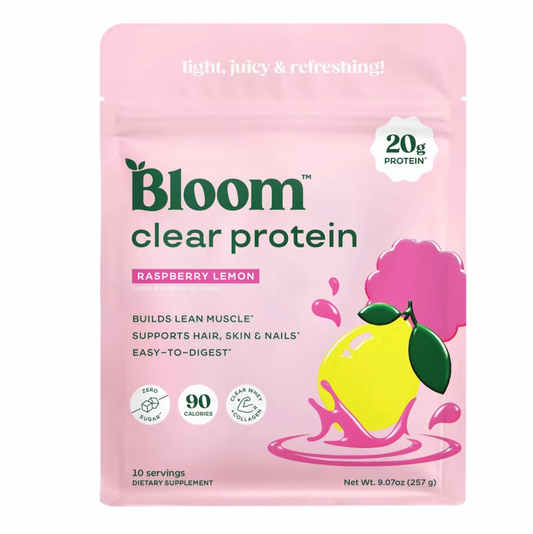 PREORDEN -BLOOM NUTRITION Clear Protein Powder - Raspberry Lemon - 9.07oz - 2 A 4 SEMANAS EN LLEGAR