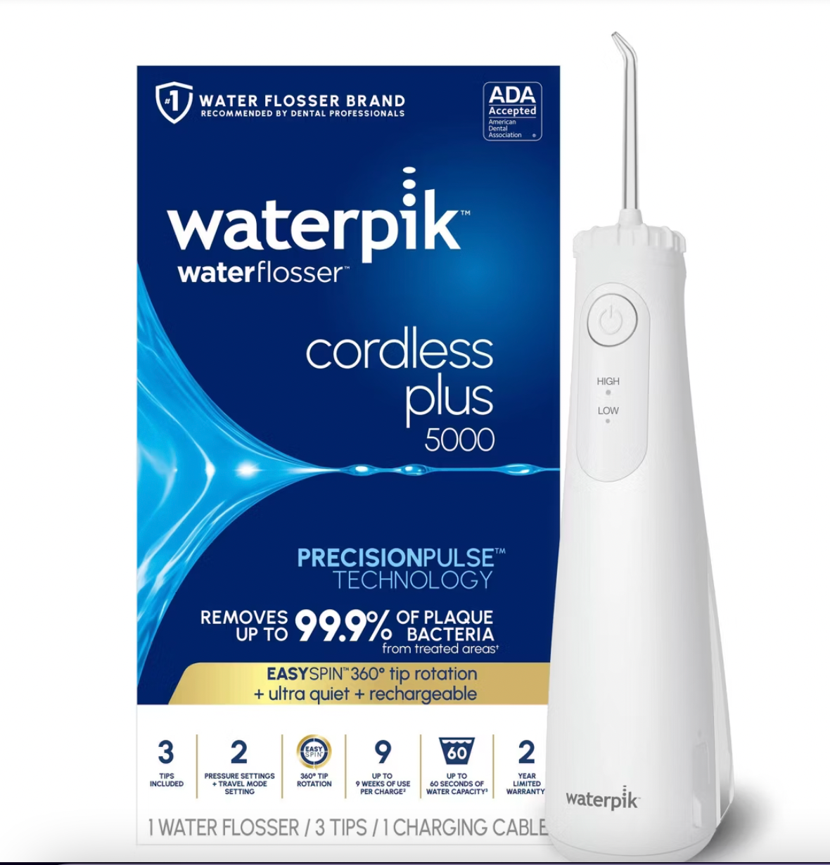 PREORDEN -Waterpik Cordless Plus 5000 Water Flosser - White - 2 A 4 SEMANAS EN LLEGAR