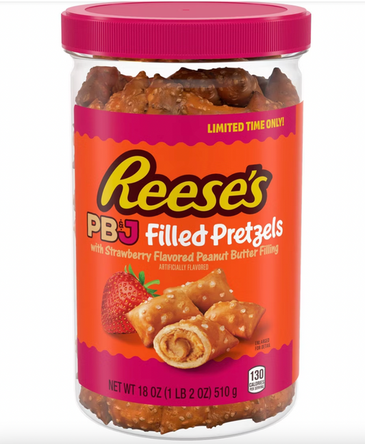 PREORDEN - Reese's Peanut Butter and Jelly Filled Pretzels - 18oz - 2 A 4 SEMANAS EN LLEGAR