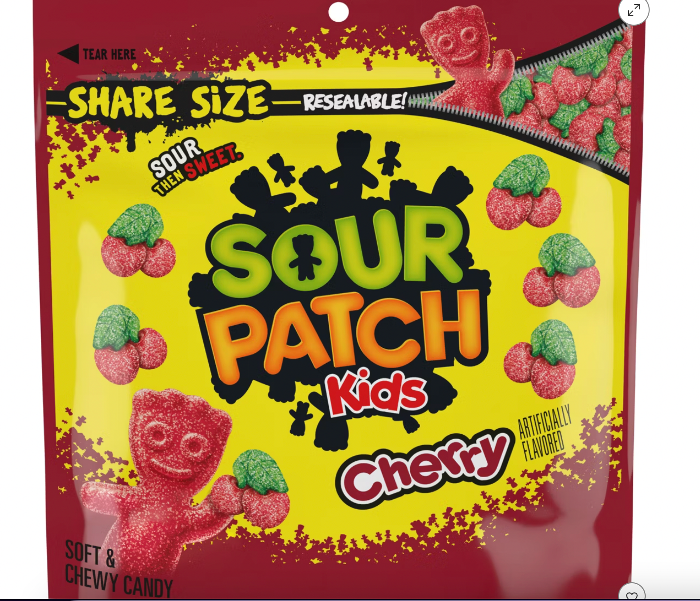 PREORDEN - SOUR PATCH KIDS Cherry Soft & Chewy Candy Share Size - 10.86oz - 2 A 4 SEMANAS EN LLEGAR
