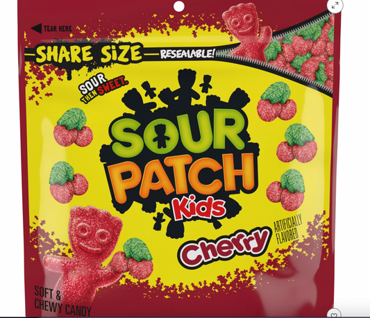 PREORDEN - SOUR PATCH KIDS Cherry Soft & Chewy Candy Share Size - 10.86oz - 2 A 4 SEMANAS EN LLEGAR