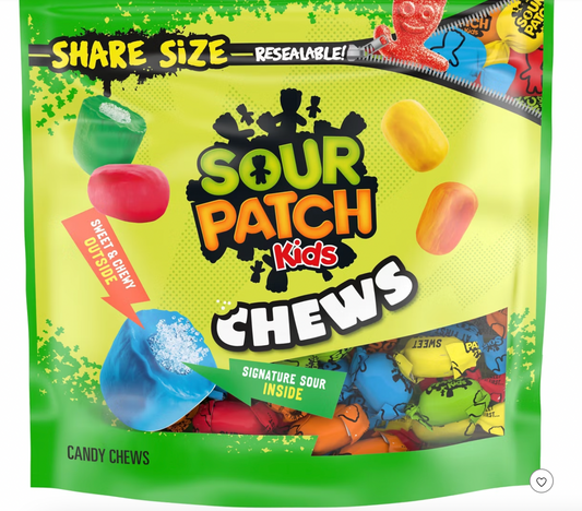 PREORDEN - SOUR PATCH KIDS Chews Soft & Chewy Candy Share Size - 8.1oz - 2 A 4 SEMANAS EN LLEGAR