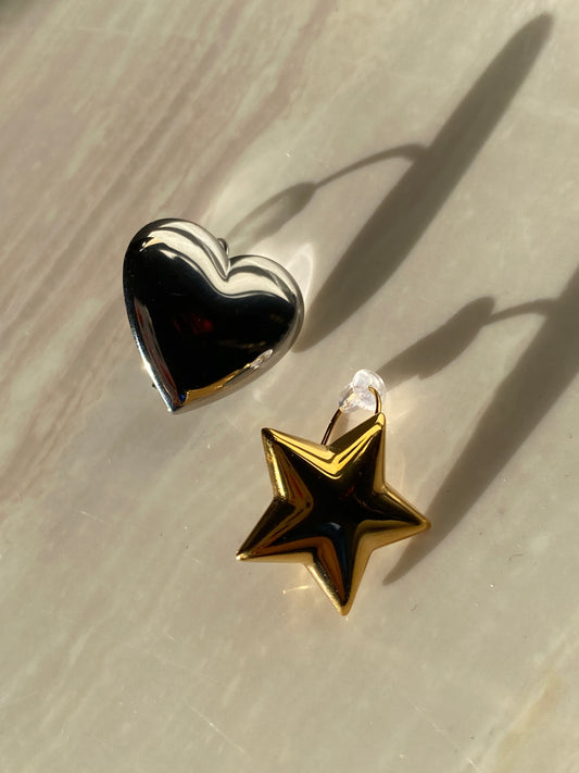 Aretes corazón y estrella