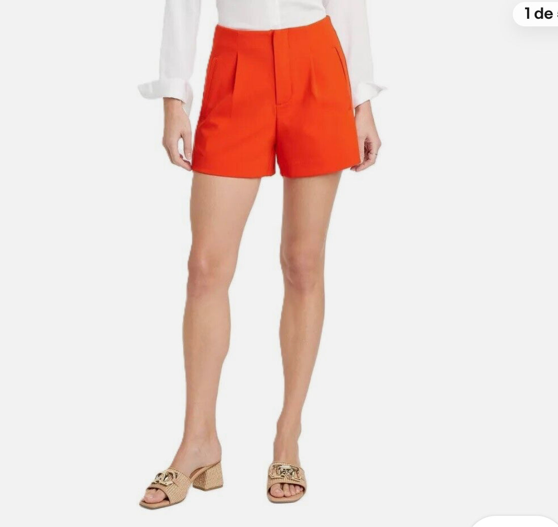 A New Day Women's Bright Red High Rise Tailored Midi Shorts