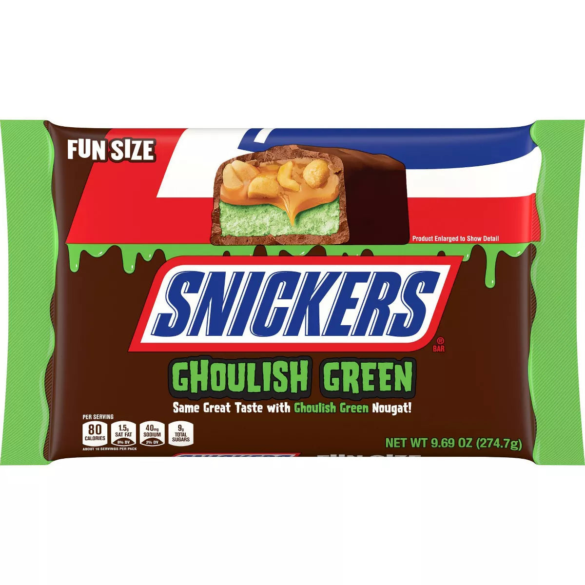 PREORDEN -SNICKERS Ghoulish Green Candy Bars Halloween Chocolate - 9.69oz| REVISA TIEMPOS DE ENTREGA