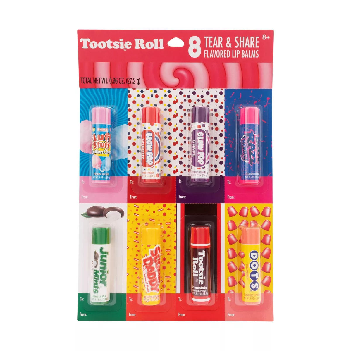 PREORDEN -Tootsie Roll Tear & Share Lip Balm - 8ct - 2 A 4 SEMANAS EN LLEGAR