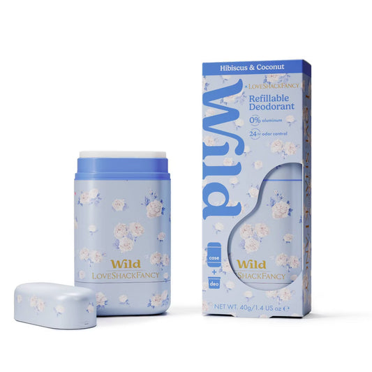 PREORDEN -LoveShackFancy x Target - Wild Cosmetics Everblooming Rosettes Refillable Deodorant - Hibiscus & Coconut - 1.4oz - Whisper Blue- 2 A 4 SEMANAS EN LLEGAR