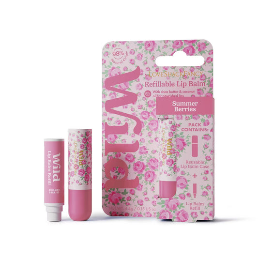 PREORDEN -LoveShackFancy x Target – Wild Rose Heart Lip Starter Rose Pink/Summer Berries Lip Balms - 0.15oz - 2 A 4 SEMANAS EN LLEGAR