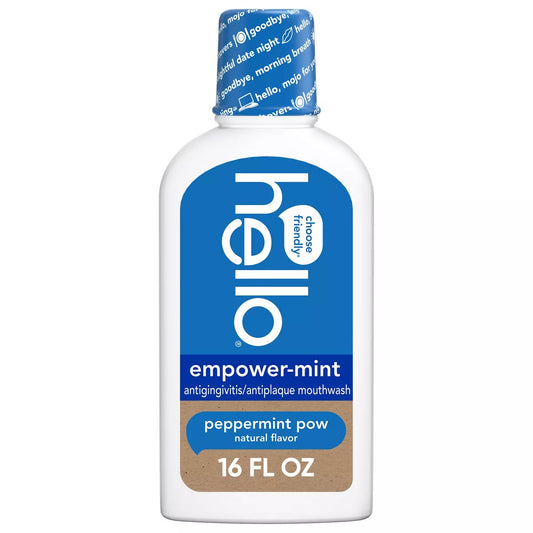 PREORDEN -hello Empower-Mint Fluoride Free and Alcohol Free Mouthwash - Peppermint - 16 fl oz - 2 A 4 SEMANAS EN LLEGAR
