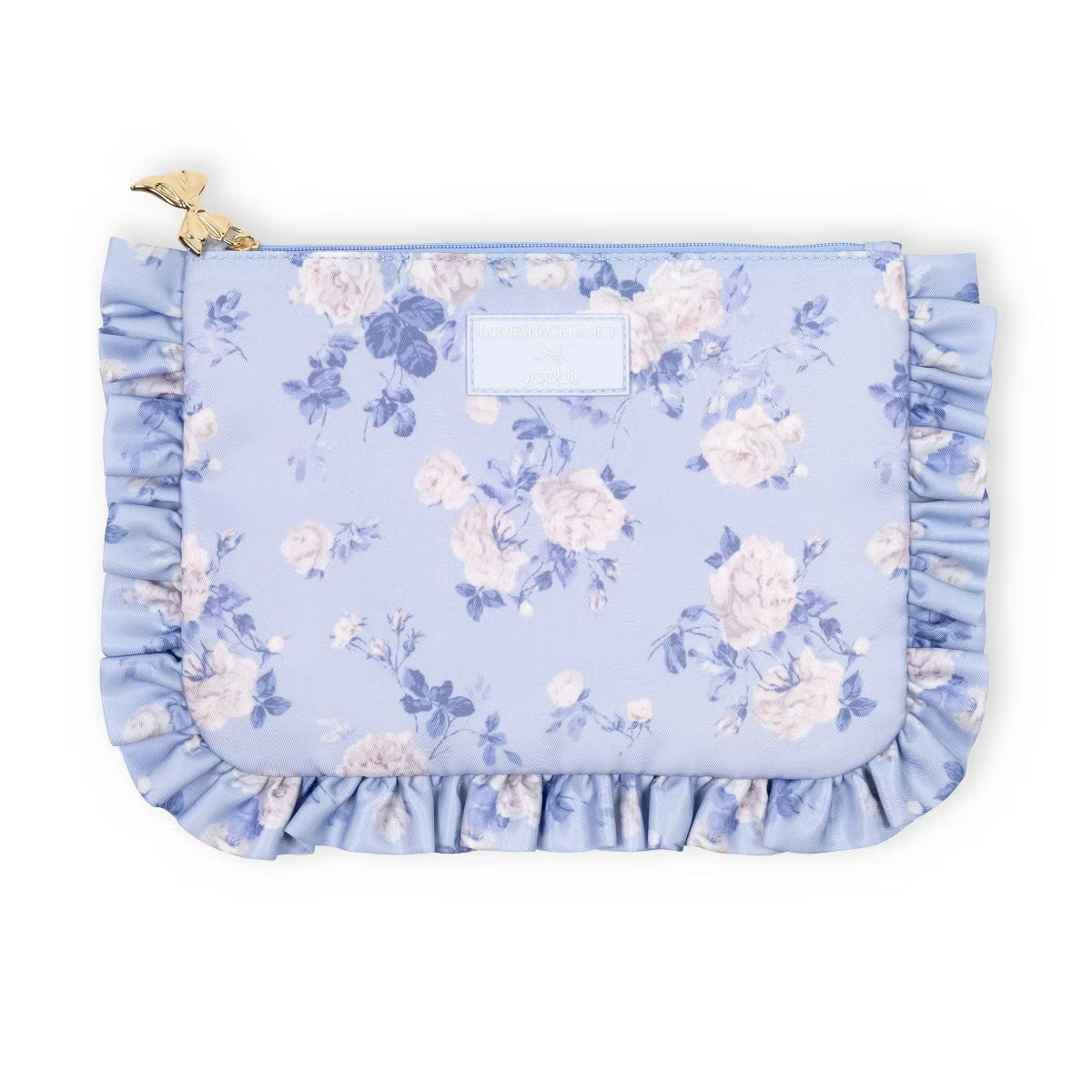 PREORDEN - LoveShackFancy x Target - Yoobi Everblooming Rosettes Flat Zip Pencil Case with Ruffles Whisper Blue - 2 A 4 SEMANAS EN LLEGAR