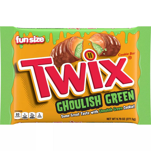 PREORDEN -Twix Halloween Ghoulish Green Caramel Cookie Chocolate Bars Fun Size - 9.79oz | REVISA TIEMPOS DE ENTREGA