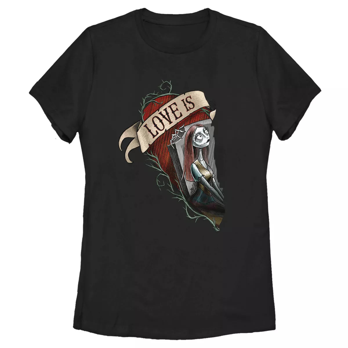 PREORDEN -Women's The Nightmare Before Christmas Halloween Sally Heart Love Is T-Shirt | REVISA TIEMPOS DE ENTREGA