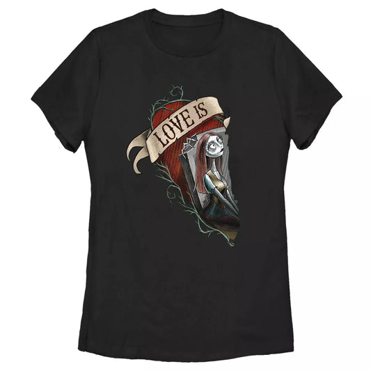 PREORDEN -Women's The Nightmare Before Christmas Halloween Sally Heart Love Is T-Shirt | REVISA TIEMPOS DE ENTREGA