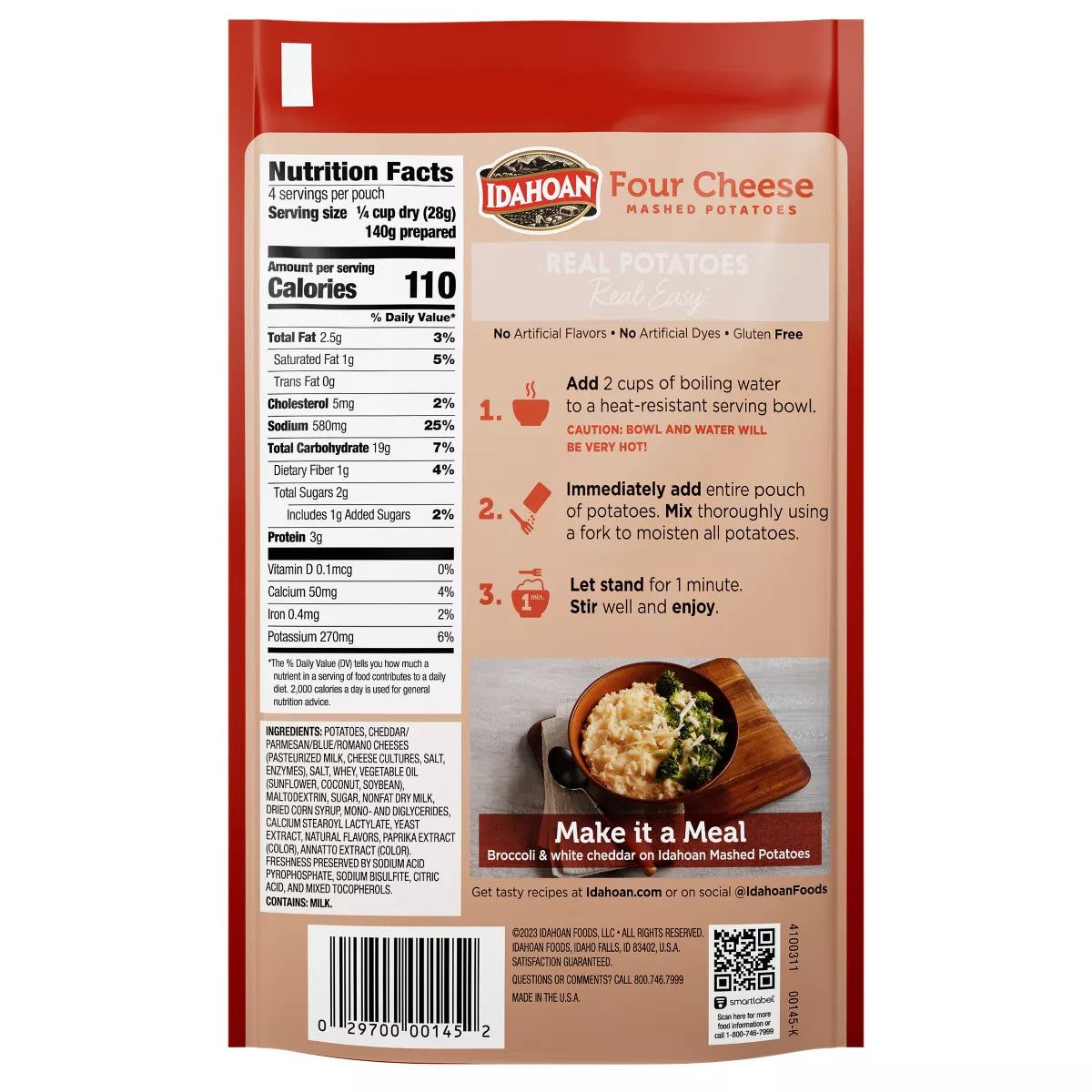 Idahoan Gluten Free Four Cheese Mashed Potatoes - 4oz