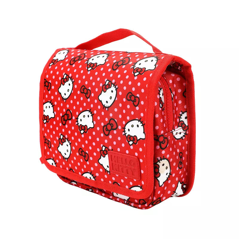 PREORDEN -Hello Kitty Character Face & Bows Red 8.2” Folding Hanging Toiletry Kit - 2 A 4 SEMANAS EN LLEGAR