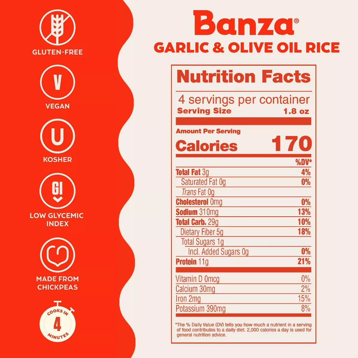 Banza Garlic Olive Oil Chickpea Rice Mix - 7oz