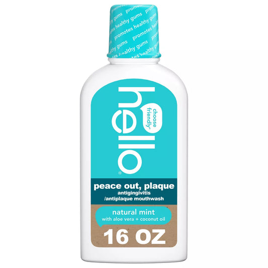 PREORDEN -hello Peace Out Plaque Alcohol-Free and Vegan Mouthwash- 16oz - 2 A 4 SEMANAS EN LLEGAR
