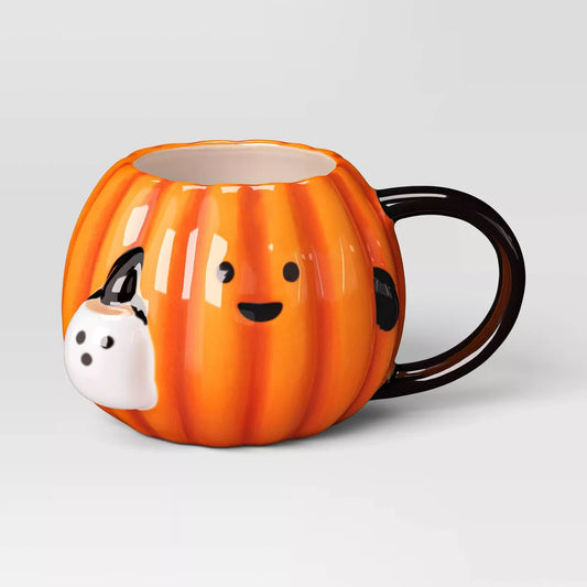 PREORDEN -15.25 fl oz Halloween Stoneware Figural Pumpkin Mug Orange - Hyde & EEK! Boutique™ -REVISA TIEMPOS DE ENTREGA