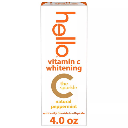 PREORDEN -hello Vitamin C Teeth Whitening Toothpaste with Fluoride - Natural Peppermint - 4oz - 2 A 4 SEMANAS EN LLEGAR