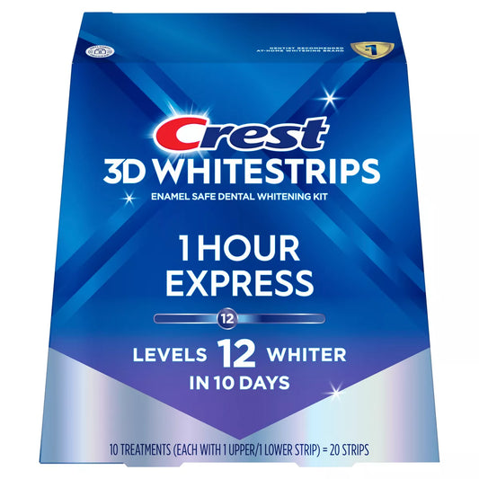 PREORDEN -Crest 3D Whitestrips 1-Hour Express At-home Teeth Whitening Kit - 10 Treatments - 2 A 4 SEMANAS EN LLEGAR