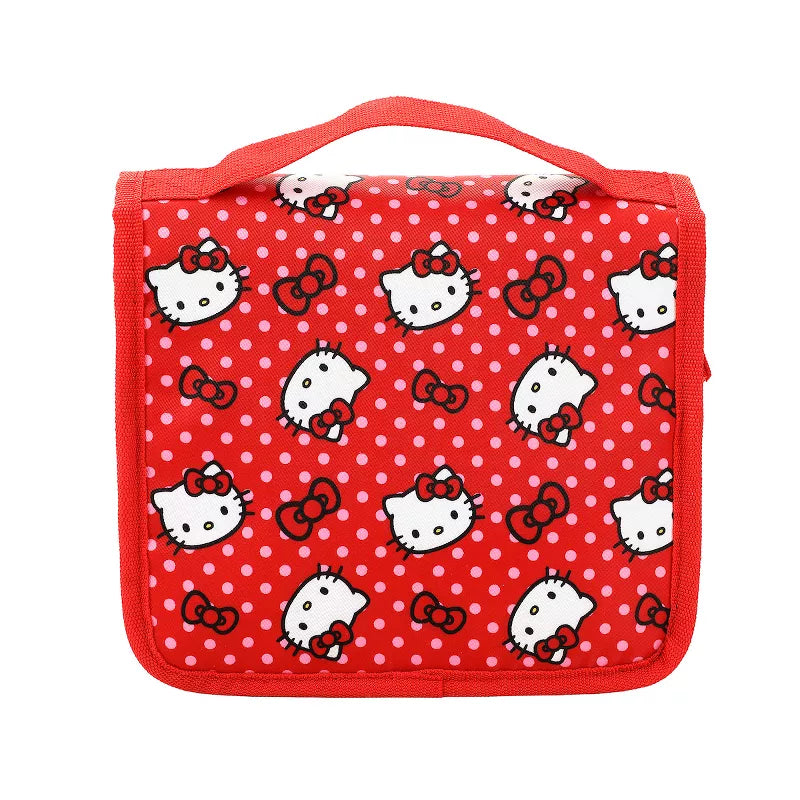 PREORDEN -Hello Kitty Character Face & Bows Red 8.2” Folding Hanging Toiletry Kit - 2 A 4 SEMANAS EN LLEGAR