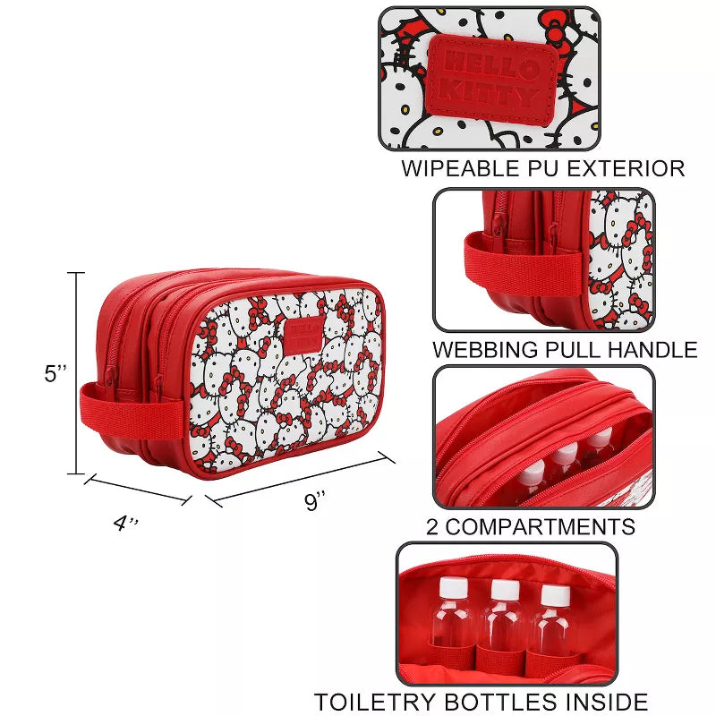 PREORDEN -Hello Kitty Character Face All-Over Print 9” Dual Compartment Toiletry Kit - 2 A 4 SEMANAS