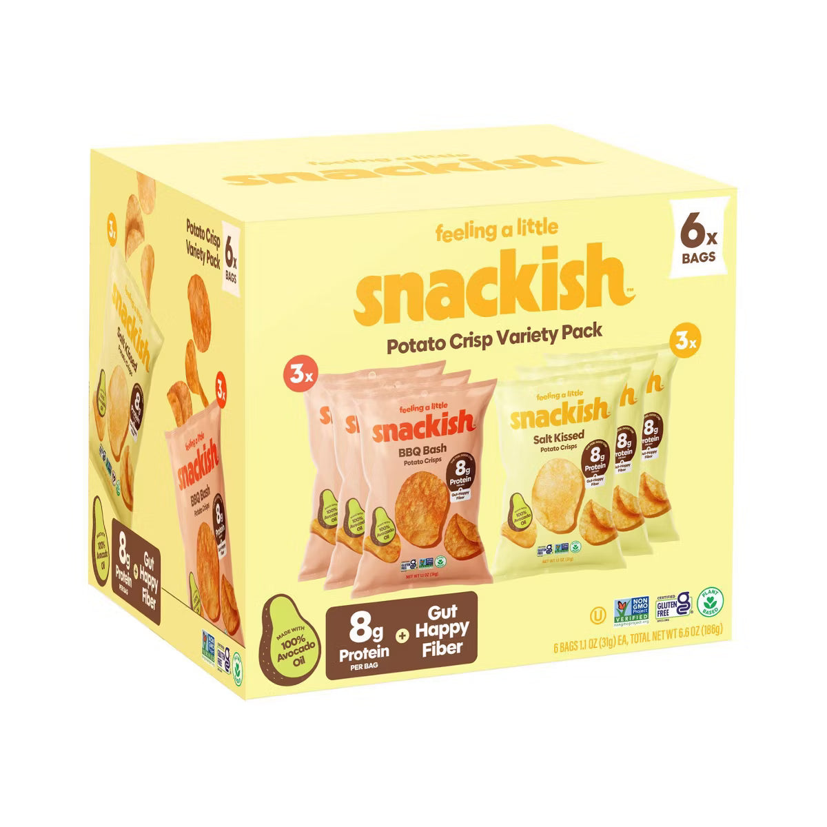 PREORDEN -Snackish Variety Pack 8g Protein Potato Chips - 6.6oz/6ct -2 A 4 SEMANAS EN LLEGAR