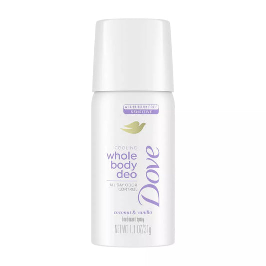 PREORDEN -Dove Beauty Whole Body Aluminum Free Deodorant Spray - Travel Size - Coconut & Vanilla - 1.1oz - 2 A 4 SEMANAS EN LLEGAR