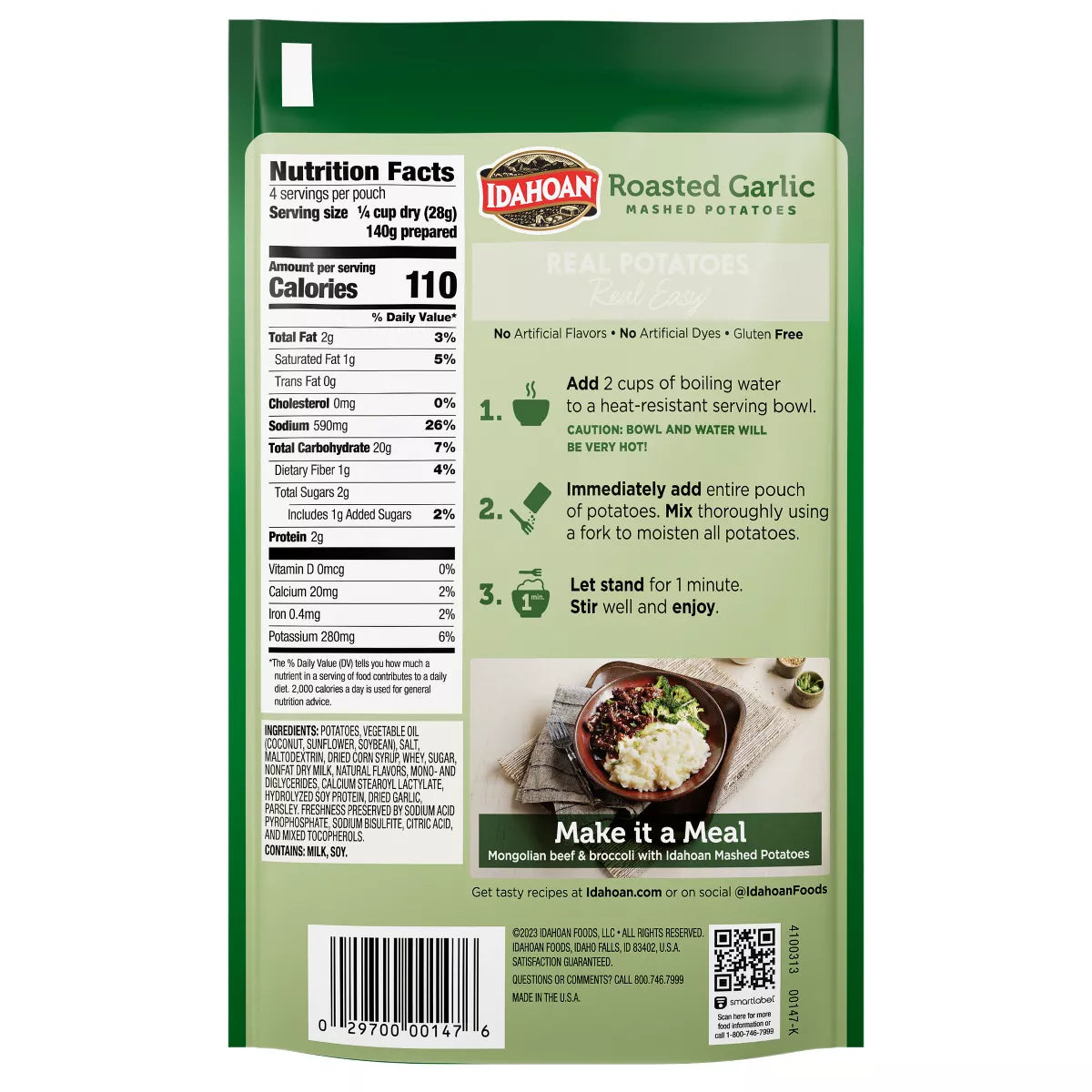 Idahoan Gluten Free Sour Cream & Chives Mashed Potatoes - 4oz