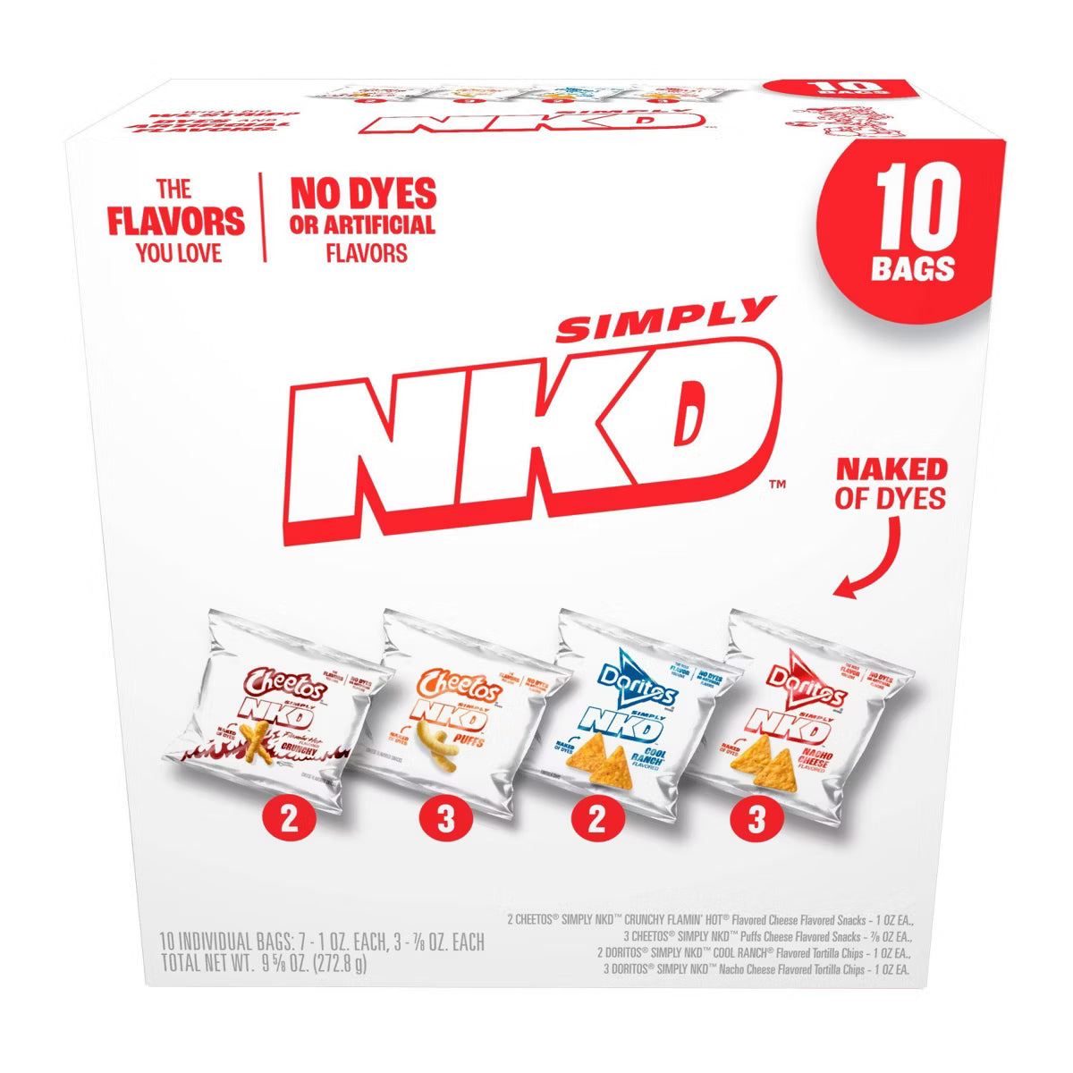 PREORDEN - Simply NKD No Dyes Chips Variety Pack - 9.625oz/10ct - 2 A 4 SEMANAS EN LLEGAR