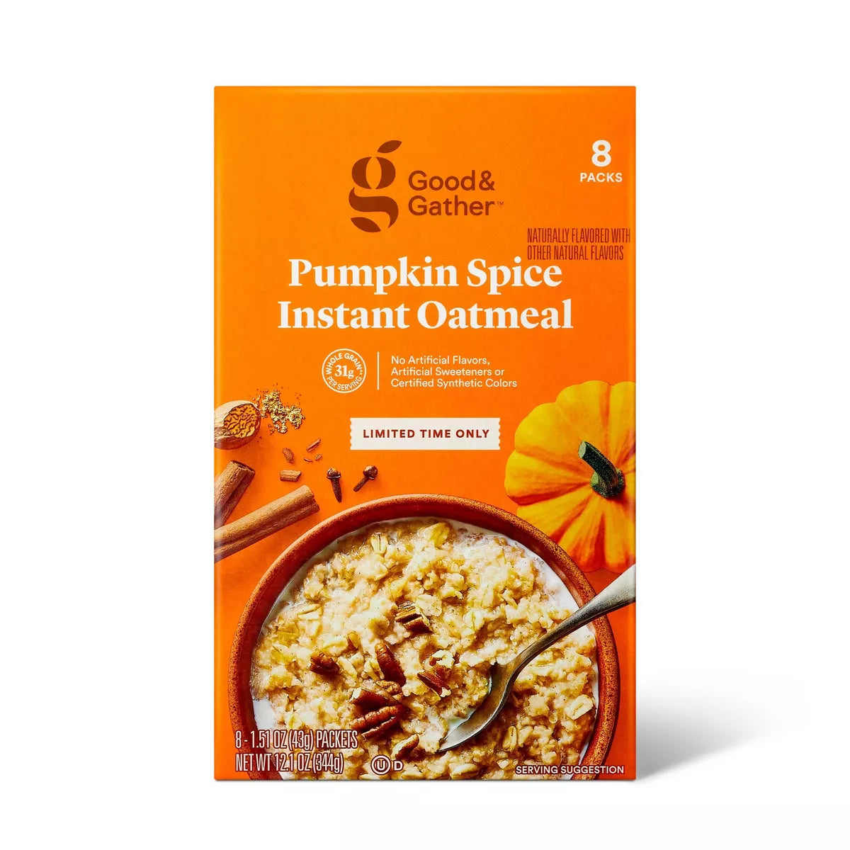 PREORDEN -Pumpkin Spice Naturally Flavored with Other Natural Flavors Instant Oatmeal - 12.1oz - Good & Gather™ | REVISA TIEMPOS DE ENTREGA