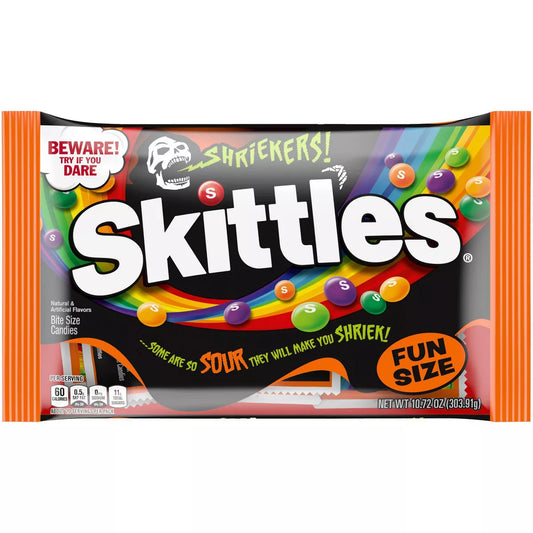 PREORDEN -SKITTLES Shriekers Halloween Sour Candy Fun Size Bag - 10.72oz | REVISA TIEMPOS DE ENTREGA