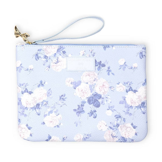 PREORDEN - LoveShackFancy x Target - Yoobi Everblooming Rosettes Flat Zip Pencil Case with Strap Whisper Blue - 2 A 4 SEMANAS EN LLEGAR