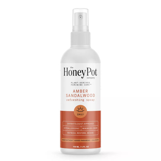 PREORDEN -The Honey Pot Company, Refreshing Amber Sandalwood Panty and Body Plant-Derived Deodorant Spray - 4 fl oz - 2 A 4 SEMANAS EN LLEGAR