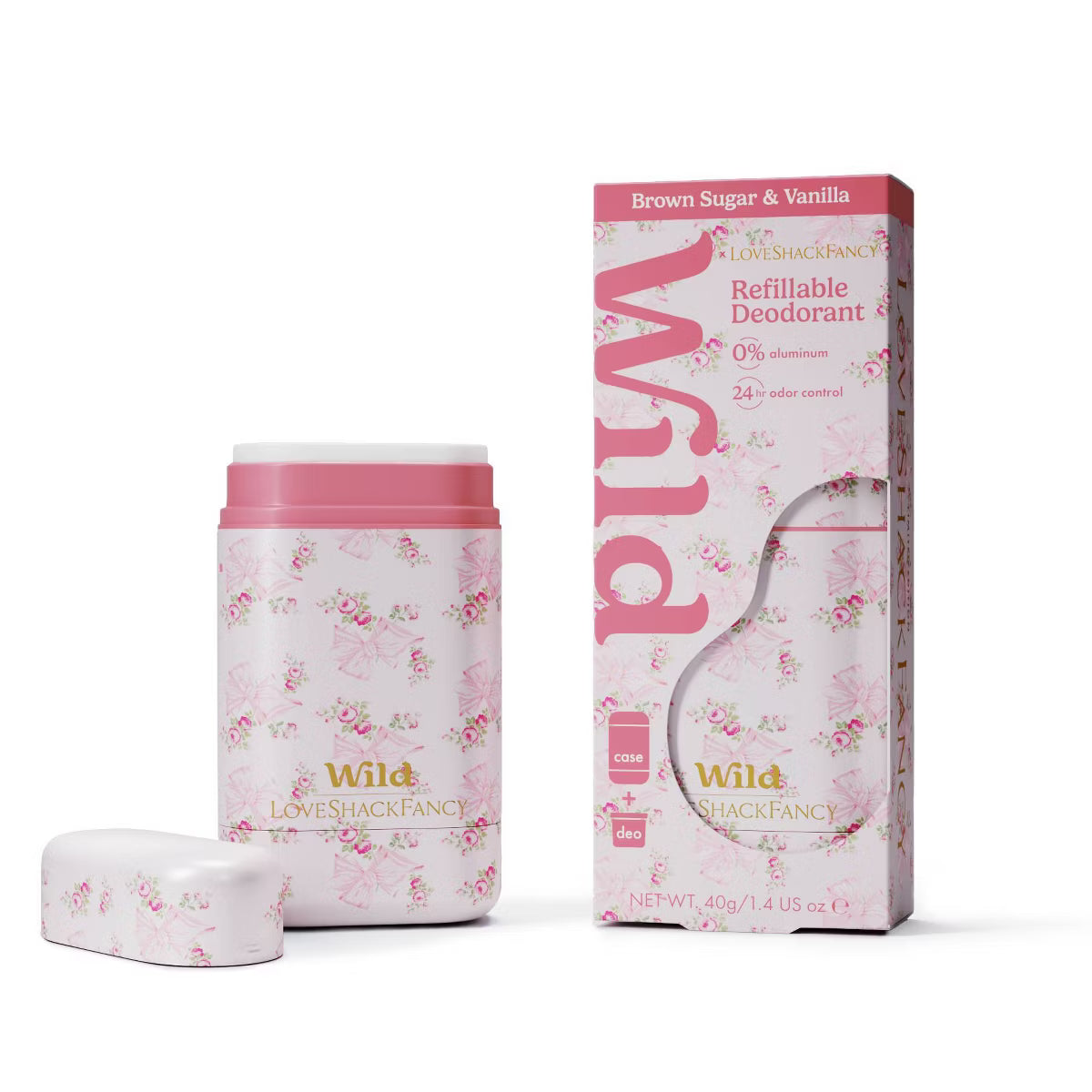PREORDEN -LoveShackFancy x Target - Wild Cosmetics Rosa Beaux Refillable Deodorant - Brown Sugar & Vanilla - 1.4oz - Pink Mint- Whisper Blue- 2 A 4 SEMANAS EN LLEGAR