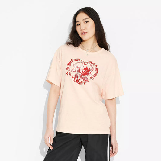 PREORDEN-Women's Guns N' Roses Oversized Short Sleeve Graphic T-Shirt - Light Pink - 2 A 4 SEMANAS EN LLEGAR -NO HAY CAMBIOS DE TALLA NI DEVOLUCIONES