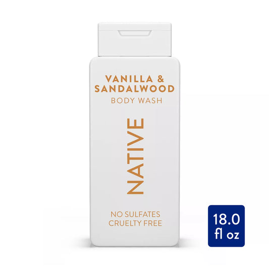 PREORDEN -Native Body Wash for Men & Women - Vanilla & Sandalwood - Sulfate Free - 18 fl oz - 2 A 4 SEMANAS EN LLEGAR