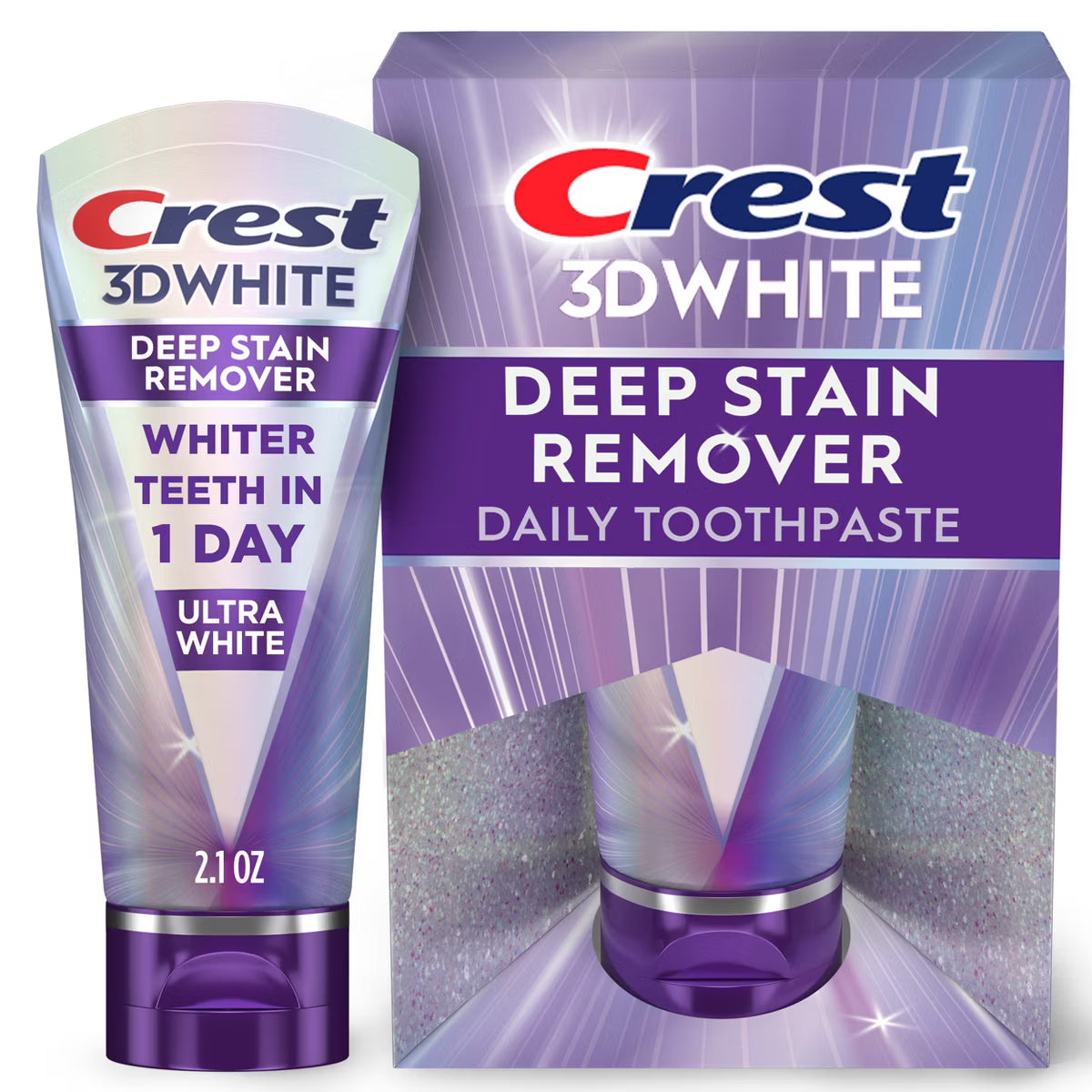 PREORDEN - Crest 3D White Deep Stain Remover Daily Toothpaste - Ultra White - 2.1oz: Sodium Monofluorophosphate, Mint Flavor, Triclosan-Free, Gluten-Free - 2 A 4 SEMANAS EN LLEGAR