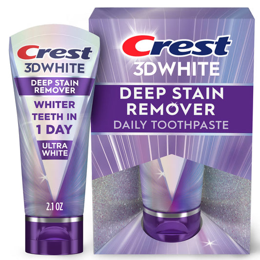 PREORDEN - Crest 3D White Deep Stain Remover Daily Toothpaste - Ultra White - 2.1oz: Sodium Monofluorophosphate, Mint Flavor, Triclosan-Free, Gluten-Free - 2 A 4 SEMANAS EN LLEGAR
