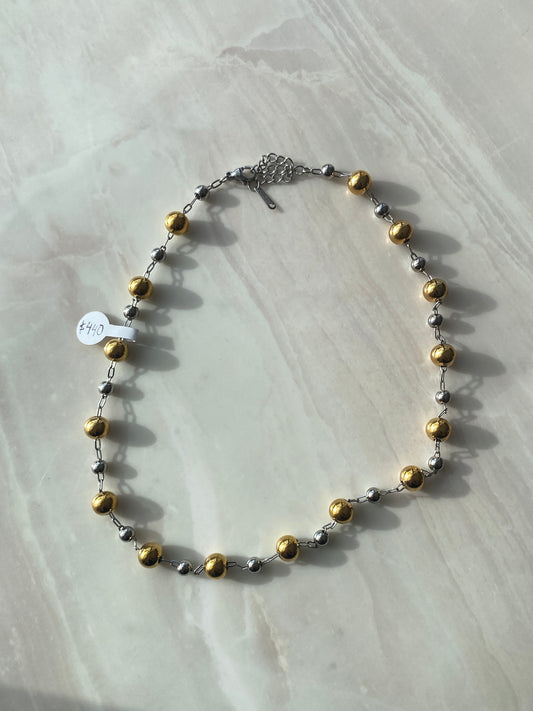 COLLAR DORADO CON PLATEADO ACERO INOXIDABLE
