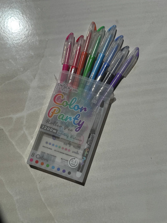 SET DE PLUMAS ROLLER PUNTA FINA - 6 COLORES