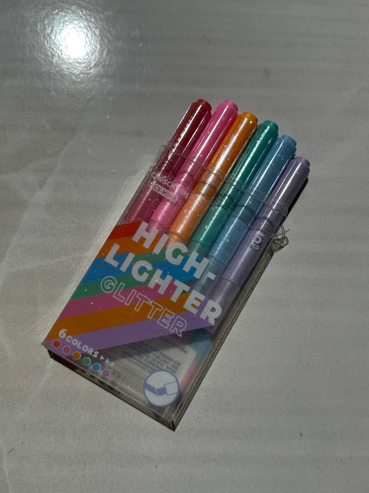 SET DE MARCATEXTOS DE GLITTER - 6 COLORES
