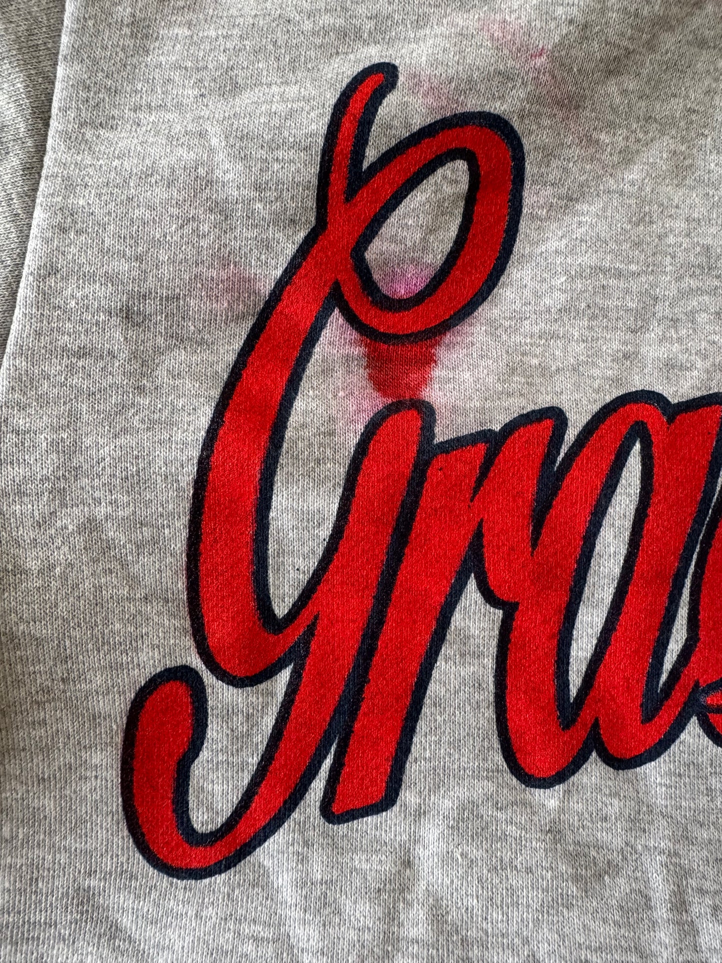 PIEZA DAÑADA -TSOU Deluxe Heather Grey Star Hoodie - MANCHA DE ESTAMPADO