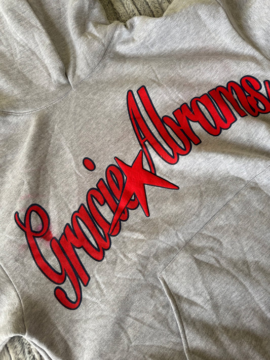 PIEZA DAÑADA -TSOU Deluxe Heather Grey Star Hoodie - MANCHA DE ESTAMPADO