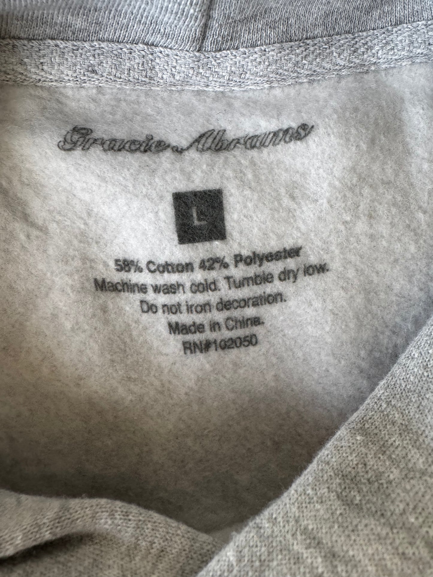 PIEZA DAÑADA -TSOU Deluxe Heather Grey Star Hoodie - LIGERA TEXTURA EN LA ESTRELLA