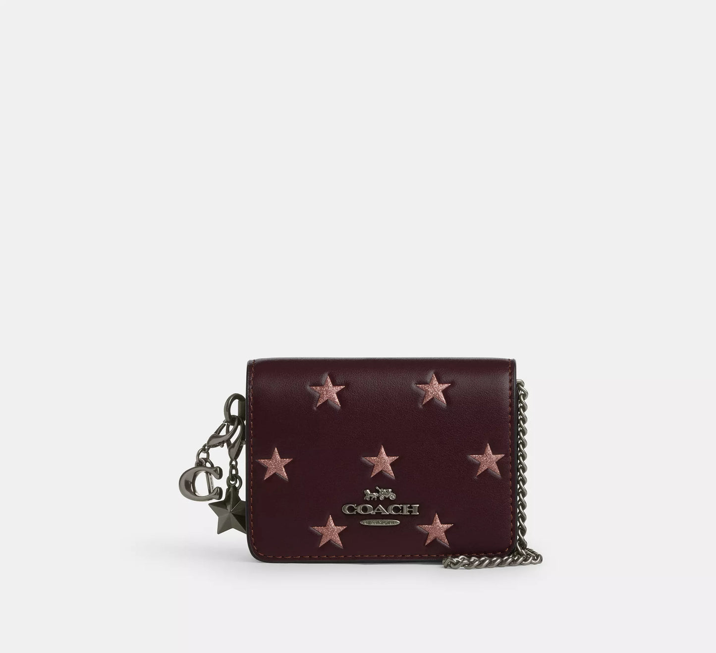 PREORDEN -Boxed Mini Wallet On A Chain With Star Print | COACH - REVISA TIEMPOS DE ENTREGA