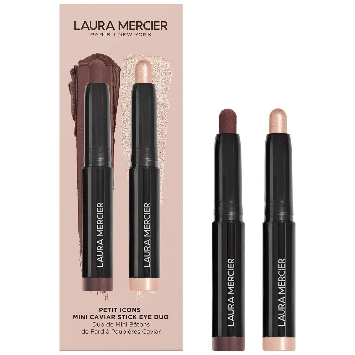Petit Icons Mini Caviar Stick Eye Shadow Duo - Rosegold, Dark Cacao | LAURA MERCIER